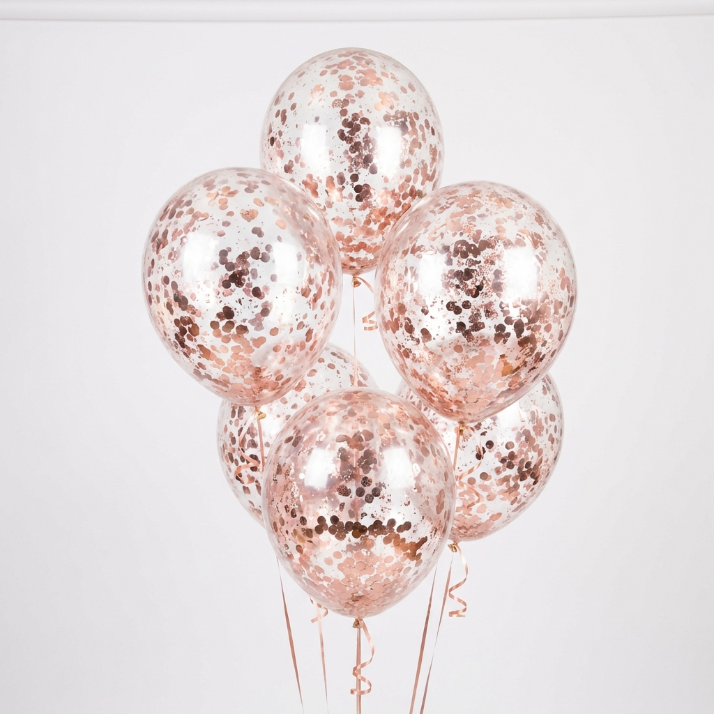 Rose Gold Confetti Balloons (24 Pack)